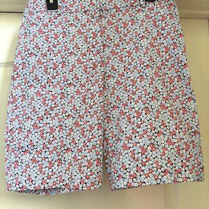 Talbots "The Perfect Short" Bermuda Shorts, Womens Size 8, Blue/white/red floral